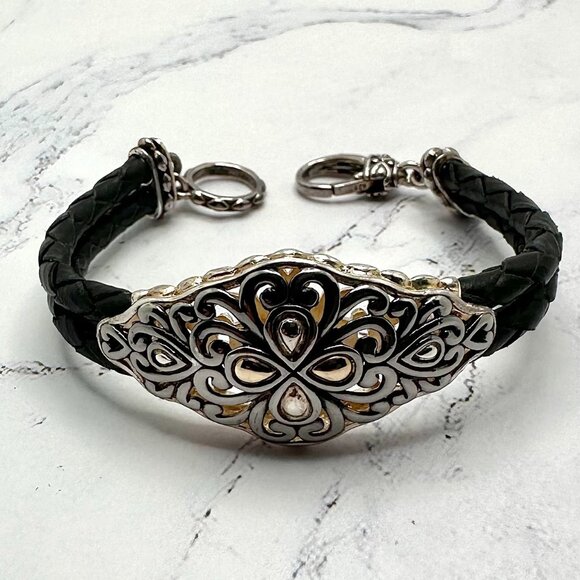 JAI by John Hardy 925 Sterling Silver & Braided Leather Designer Bracelet 6-1/2" - Picture 1 of 5